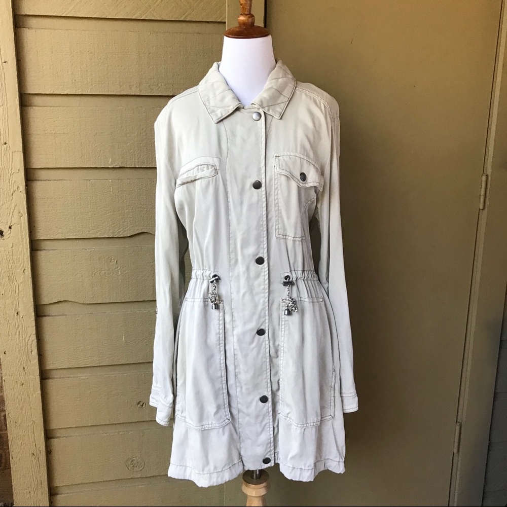 Anthropologie By Anthropologie Long Beige Jacket L - Picture 2 of 8
